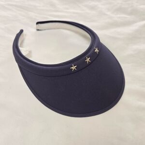 Navy Blue Star Stud Visor Womens One Size Cotton